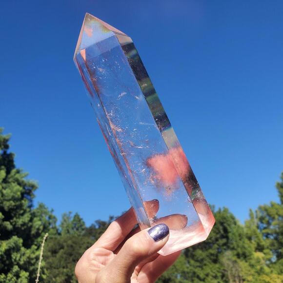 Red Quartz Smelting See Through Crystal Tower w/ Inclusions | 926 Grams - Picture 2 of 2